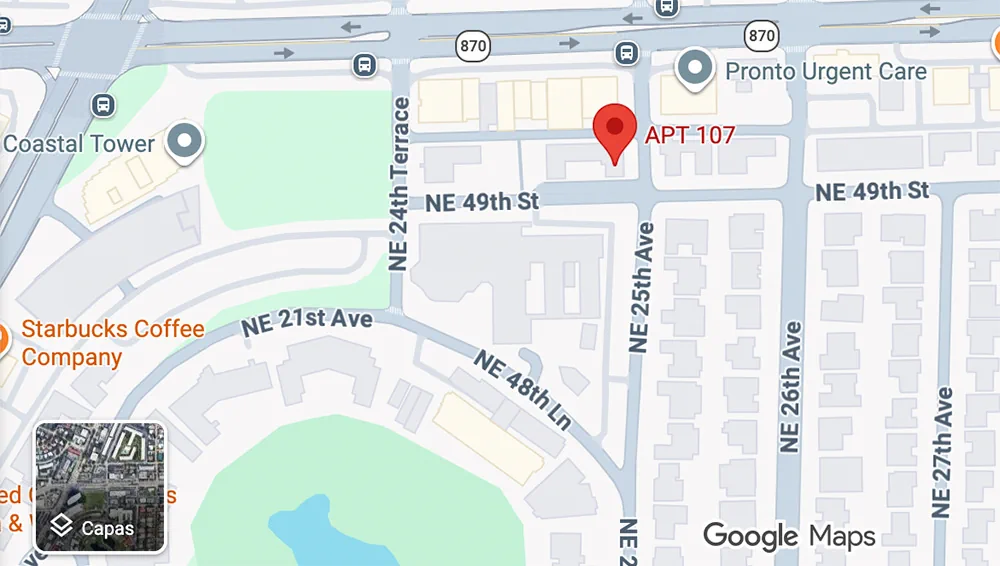 Map showing Pirela Atelier — 2451 NE 49th St #107, Fort Lauderdale, FL